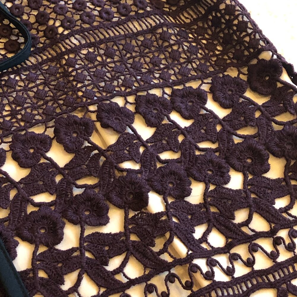 Chelsea28 Nordstrom Burgundy Crochet Fully Lined Sleeveless Shift Dress - Picture 6 of 15